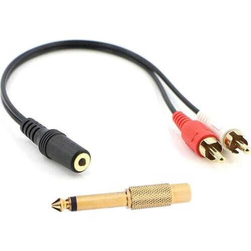 2-RCA Male to Female 3.5mm Jack Aux o Cable & Gold 6.35mm 1/4in Mono Male Jack to RCA Female Plug o Adapter