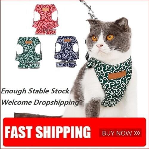 Cat Vest Harness Leash Set Kitten Puppy Dogs Harness Leads Breathable Pet Jacket Clothes for Small Dogs Collar Cat Leash Set