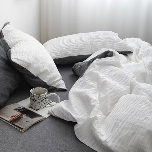 Nordic INS wind Pure Cotton Bedding Set Slap-up Washed Cotton Household Quilt Cover Simple Seerall King Queen Full Twin 4 PCS