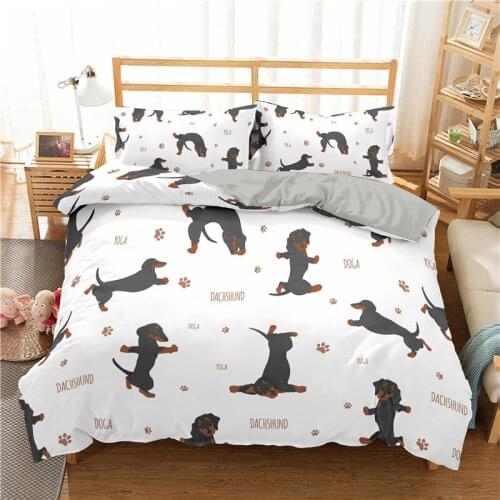 3D Bedding Set Cartoon Dog Pattern Animal Style Home Textiles Printed Duvet Cover Pillowcase Bedspread Bedroom Quilt Cover King