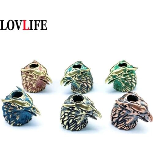 Legendary Beast Griffin Brass Knife Beads Lanyard Pendant Paracord Charm Metal Eagle Mouth DIY EDC Keychains Accessories Jewelry