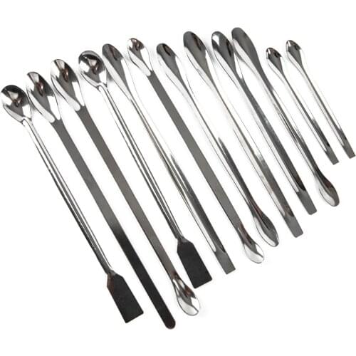 12PCS Stainless Steel Lab Spoon Spatula/Laboratory Sampling Spoon Mixing Micro Spatula Scoop