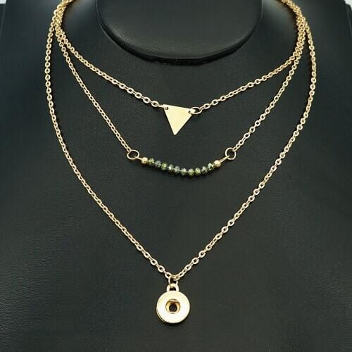 Fashion trendy Golden Multi-layer snap necklace 50cm fit 12MM snap buttons jewelry wholesale DJ0131