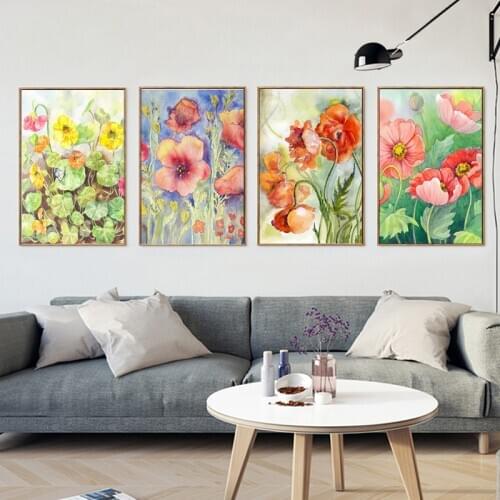 Nordic Style Art Wall Poster Modern Small Fresh Plant Flower Canvas Painting and Printmaking Home Decoration Living Room Mural