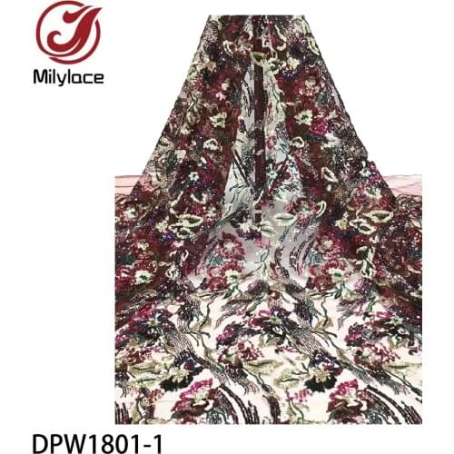 Latest French Nigerian Lace Fabrics 2021 High Quality Sequins Tulle Lace Material African Lace Fabric for Wedding DPW1801