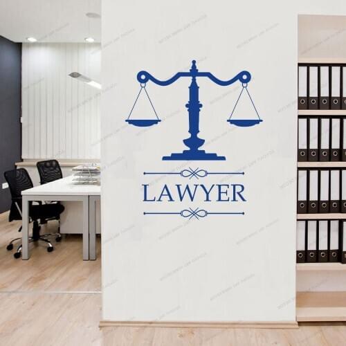 Personalized Lawyer Attorney Law Office Sign wall sticker Office Decal justice libra fair justice court Company Name Decor CX925