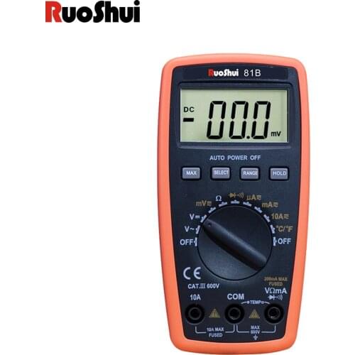 RuoShui Handheld Digital Multimeter 81B 2000Counts LCD Backlight Portable AC/DC Ammeter Voltmeter Ohm Voltage Tester Multimetro