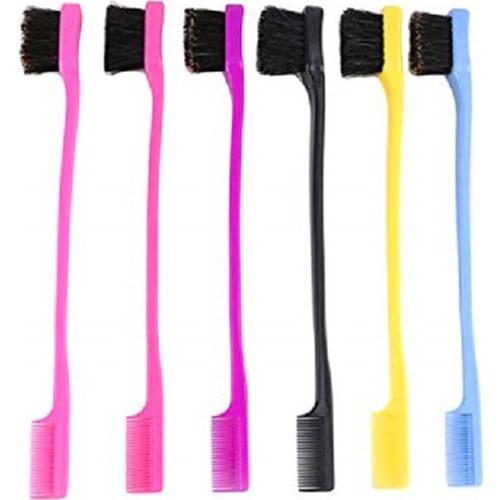 1pcs Beauty Double Side Edge Hair Comb Control Tooth Brush Eyebrow Styling Brush for Salon Professional Accessories Candy Color