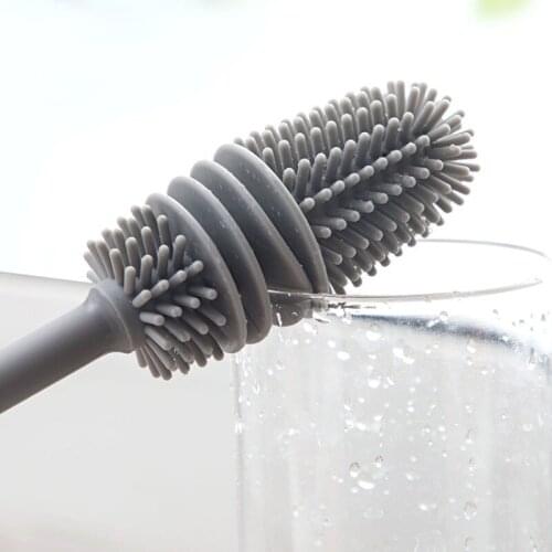 1PC Silicone Milk Bottle Brush 360 Long Handle Cup Brush Household Cleaning Brush Kitchen Brush Bottle Baby Bottle Brush