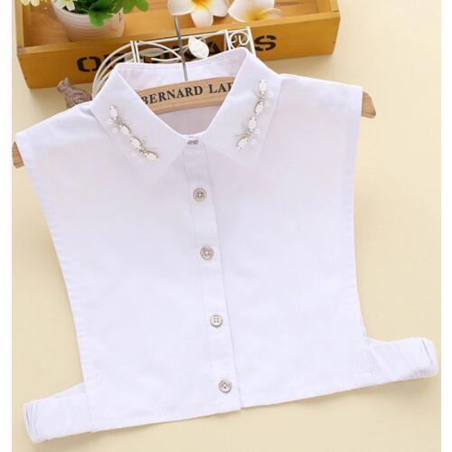 Rhinestone wild fake white saving decoration decorated cotton New Doll Style Universal Shirt Collar Cotton White spring summer