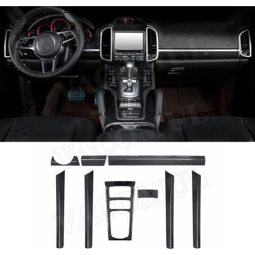 Dry Carbon Fiber Car Central Console Panel Cover Dashboard Outlet Moulding Frame Door Trim Fit for Porsche Cayenne 2011- 2020