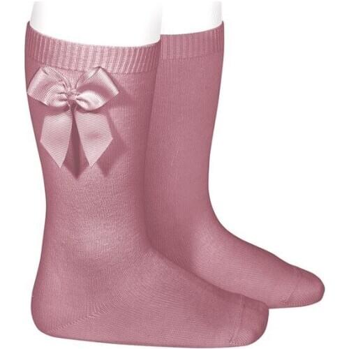 Tamarisco pink plain high socks with side tie, Condor