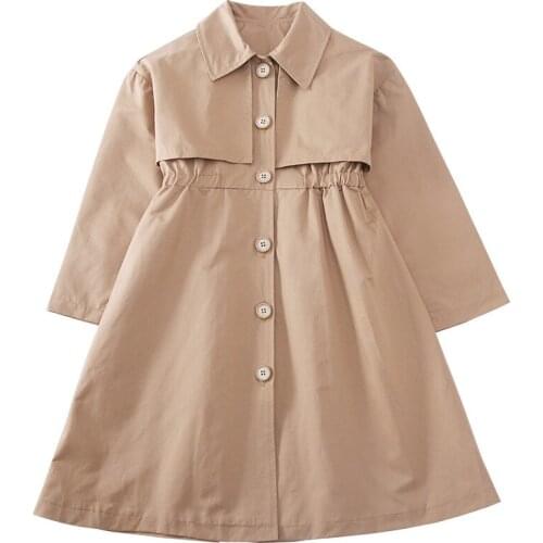 New Fashion Classic Girls Solid Trench Coats Single-Breasted Jackets Kids Clothes Windbreaker Spring Autumn Teens Outerwear