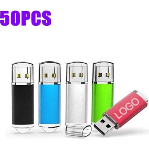 50PCS Free Csutom LOGO USB Flash Drive 1GB 2GB 4GB 8GB 2.0 Pendrive 16GB 32GB USB Stick 64GB 128GB Flash Disk Pen Driver Cle USB