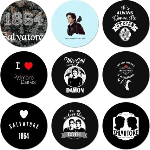 The Vampire Diaries Stefan Damon Salvatore Icons Pins Badge Decoration Brooches Metal Badges For Backpack Decoration