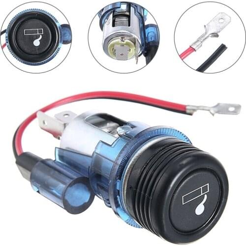 1pc 12V Blue Plastic Light Cigarette Lighter Socket Adapter Charger Socket For Car Motorcycle Scooter Accessories