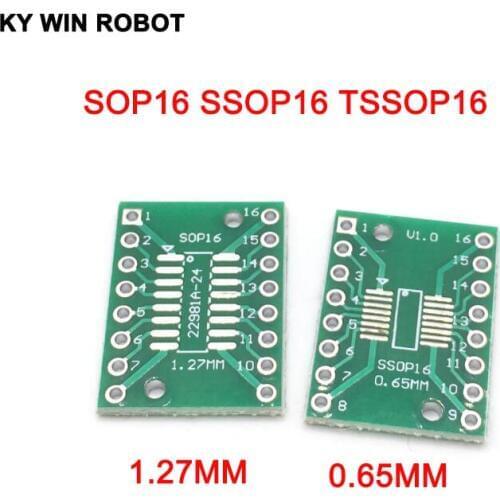 10pcs SOP16 SSOP16 TSSOP16 to DIP16 Pinboard SMD To DIP Adapter 0.65mm/1.27mm to 2.54mm DIP Pin Pitch PCB Board Converter Socket