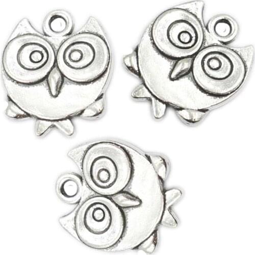 10pcs Tibetan Silver Plated Owl Charms Pendants for Jewelry Making Craft Handmade DIY 17x15mm