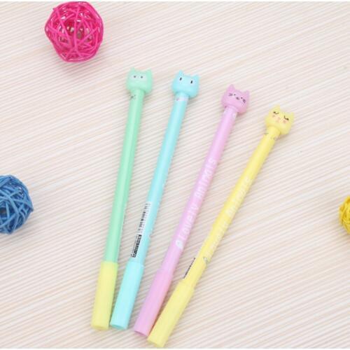 100 pcs Creative Korean Student Stationery Cartoon Cute Candy Cat Neutral Pen Full Needle Tube Pen Black