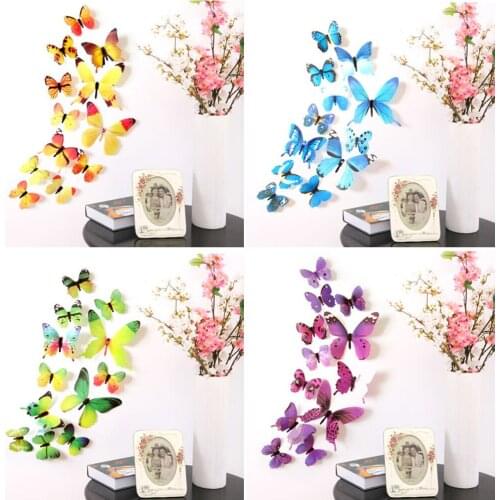 12Pcs 3D Butterfly Wall Stickers Decals On The Wall Art Decal Desk Home Decor For Mural Stickers Butterflies Wallpaper