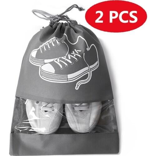 2 PCS Waterproof Shoes Bags for Travel Portable Shoe Storage Bags Covers Non-Woven Tote Drawstring Bag Sneaker Pocket Organizer