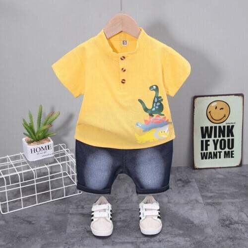 2021Dinosaur Print Baby Boy Clothes Print T-Shirt+Shorts Print Kids Clothes Sets Toddler Boy Suit Children Clothing For 1-4 Age