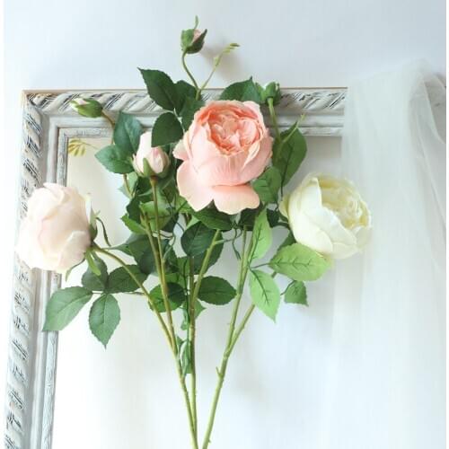 3 Colors 3 Heads Silk Rose Peony Artificial Flower Wedding Silk Flowers for Home Wedding Decoration Party fake flower