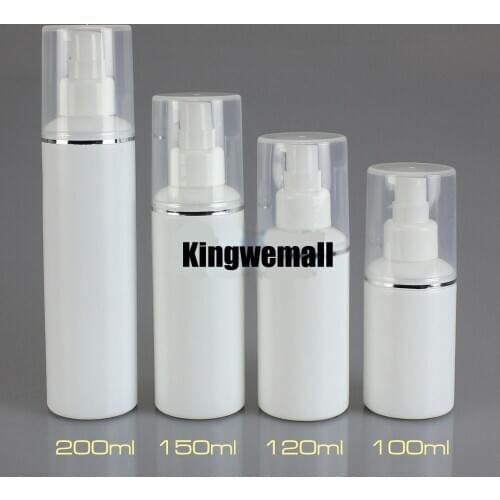 300 PCS/LOT 150MLPlastic Bottle With Spiral Pump,White Plastic Cosmetic Container,Empty Makeup Sub-bottling,Sample Lotion Bottle