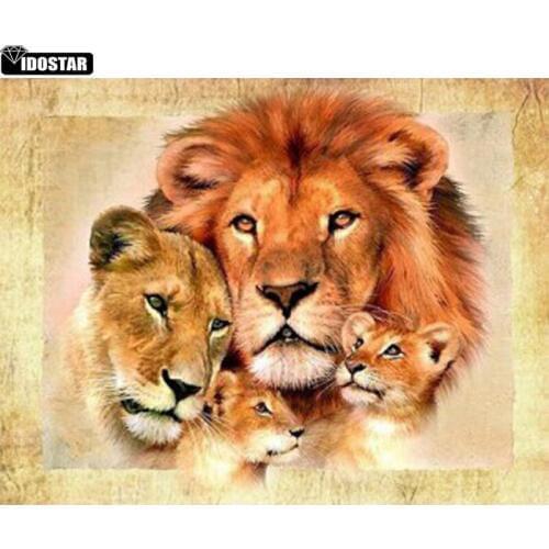 3D diy Diamond Painting Full Square Round Cross Stitch Animal Lion Rhinestone Crystal Needlework Diamond Embroidery Decorative