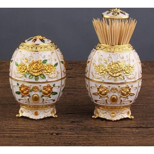 1 pc Fashion European style automatic toothpick box Fashion Metal Vintage toothpick holder Toothpick Dispenser Box 10*7.5CM