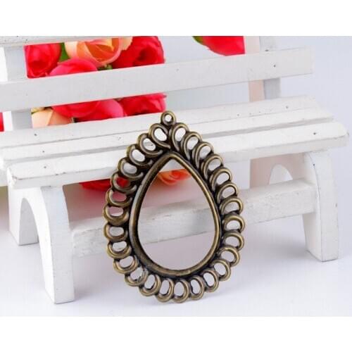 Free shipping 5Pcs Antique Bronze Filigree Cameo Frame Settings Wraps Connnector Embellishments Decoration DIY 5.7x4.5cm F0448