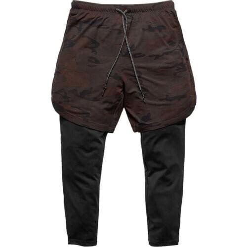 New Sporting Pants Men Elastic Breathable Two Piece Running Training Pants Gyms Ankle-Length Pants Quick-drying Men Pants