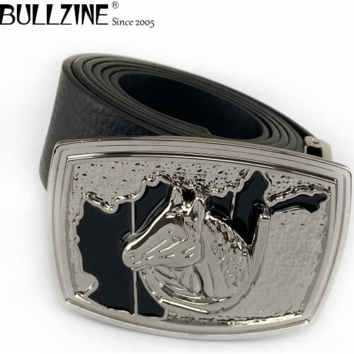 Bullzine Zinc alloy horse head belt buckle cowboy jeans belt buckle FREE PU belt FP-03653 drop shipping
