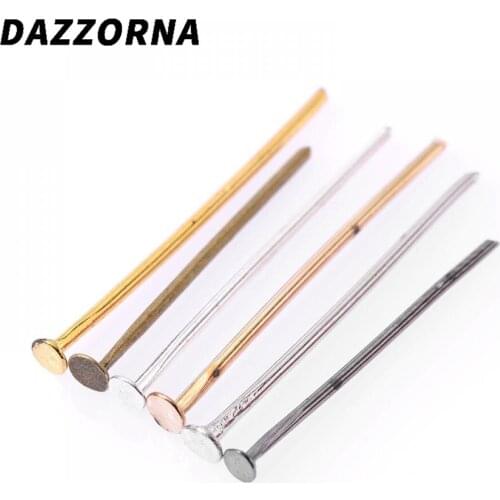 Mixed 200Pcs/Lot Eye Head 20mm Flat Head Pin Needles Beads For DIY Jewelry Making Earrings Accessories Findings Supplies