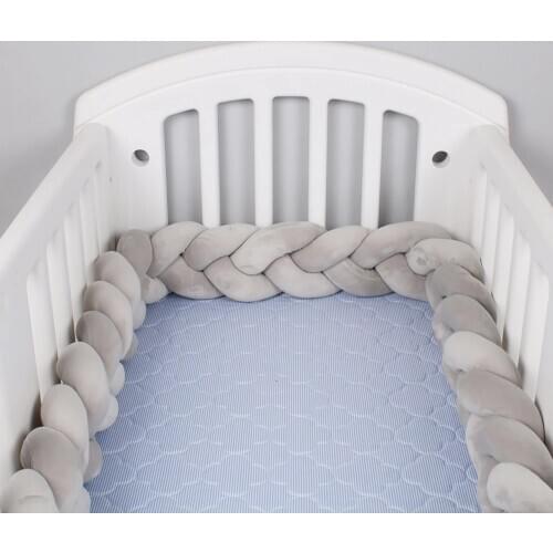 HOT 1M/2M/3M Length Newborn Baby Bed Bumper Pure Weaving Plush Knot Crib Bumper Kids Bed Baby Cot Protector Baby Room Decor