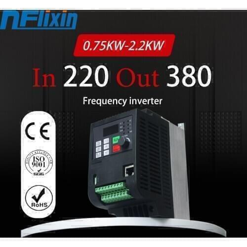 VFD Frequency Converter Frequency Inverter 0.75 1.5 2.2kw 220V Single Phase 380V 3 Phase Input