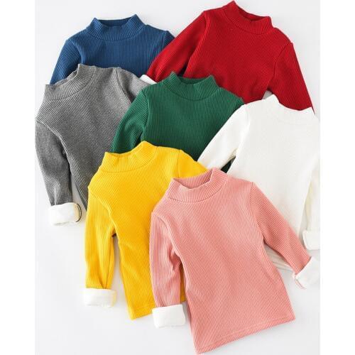 Kids Thermal Underwear Bottoming Shirt 2017 Autumn Winter Cotton Turtleneck Candy Colors Baby Boys and Girls T-shirts Tees Tops