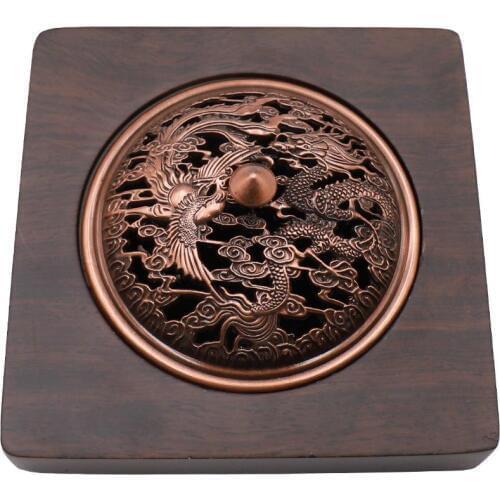 Dragon Phoenix Incense Burner Retro Temple Incense Holder Porte Encens Drive Mosquitoes Censer Aromatic Coil Incense Crafts Zen