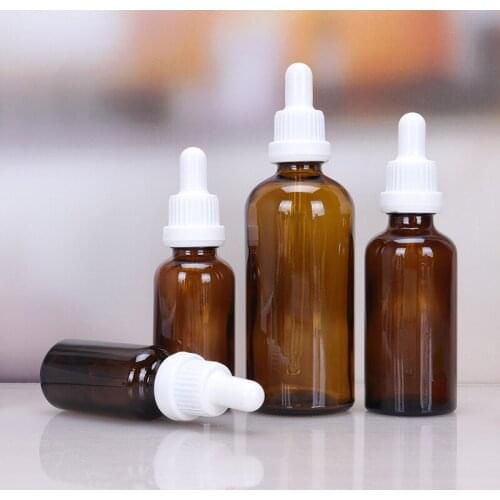 10Pcs/lot Amber Glass Essence/Massage/Herbal Oil Serum Aromatherapy Dropper Bottles security Cap Drop Eye Gel Pipette Refill