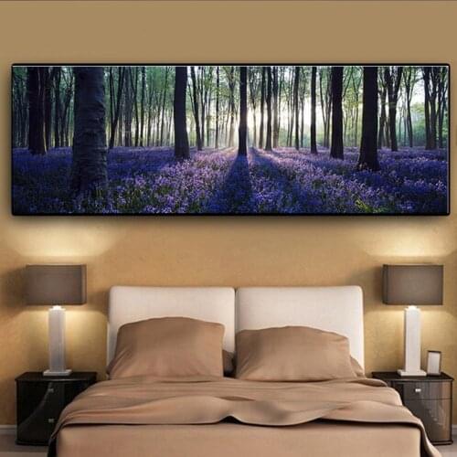 Canvas Painting Forest Landscape Decoration Wall Art Purple Flower Picture for Bedroom Decoration Posters and Prints Home Decor