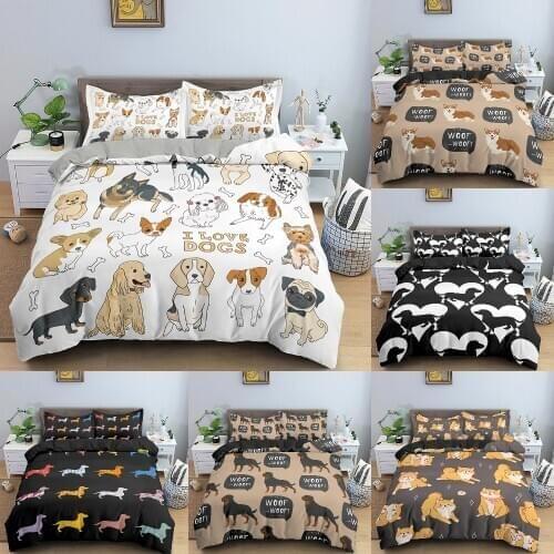 Dachshund Dog Bedding Set Cute Colorful Puppy Duvet Cover Cartoon Bed Cover Pet Dog Home Textiles Queen 2/3pcs