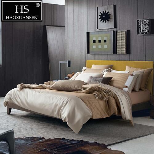 Queen King Size Stripe Printed 4pcs/6pcs Bedding Sets Simple Business Style Cotton Duvet Cover Bed Sheet Set Luxury Gift Packing