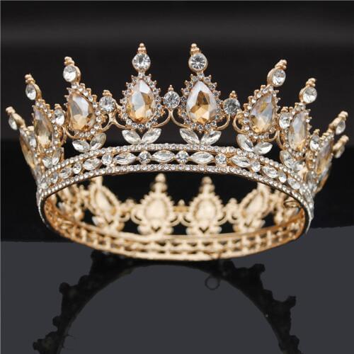 Bridal Crown Metal Crystal Tiaras and Crowns Royal Queen King Diadem Bride Wedding Hair Jewelry Pageant Circel Head Ornaments