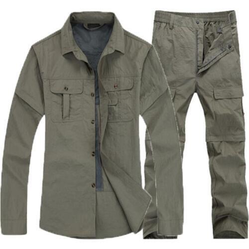 Men Shirt Pants suits Summer Outdoor Camping trekking fishing hiking cycling Shirt Breathable Quick Dry Pants sports sets