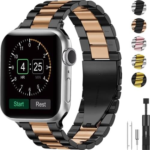 Metal Strap for Apple watch band 44mm 42mm 40mm 38mm Stainless steel replacement bracelet strap for iwatch 6 SE 5 4 3 2 1 band