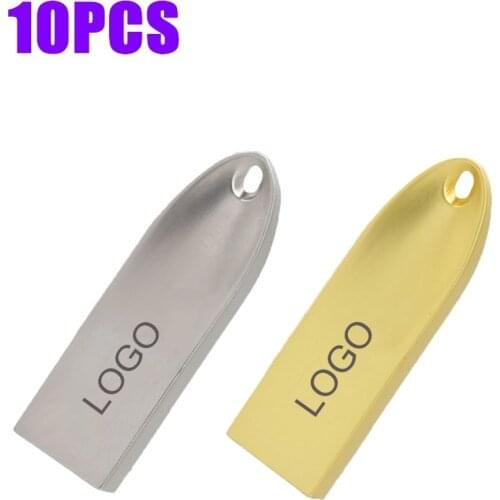10PCS Metal USB Flash Drive Metal Pen Drive 16GB 32GB 64GB 128GB Pendrives 4GB 8GB USB Stick 2.0 Memory Stick Free Custom LOGO