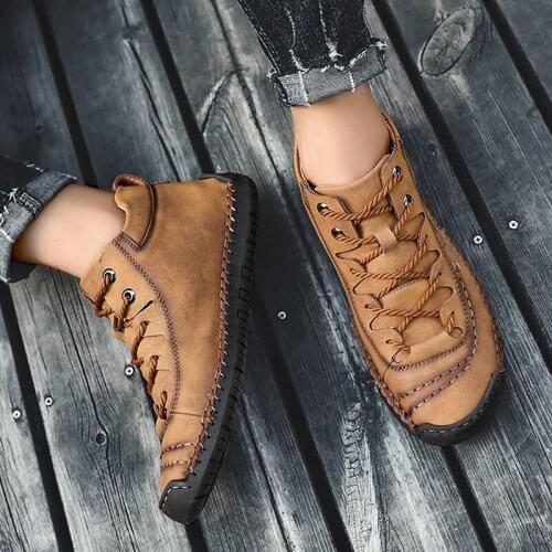 Autumn Business Men Shoes Plus Sizes PU Sewing Ankle Boots 2021 New Fashion Lace Up Office Male Flats Casual Shoes