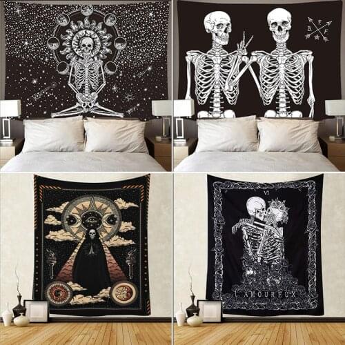 Skull King Moon Tapestry Mandala Carpet Hippie Divination Witchcraft Wall Hanging Blanket