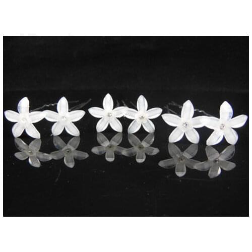 New 100pcs/lot Free Shipping White Flower Little Crystal hair pins Wedding Bridal Party Prom Woman Hair clips Free Shipping