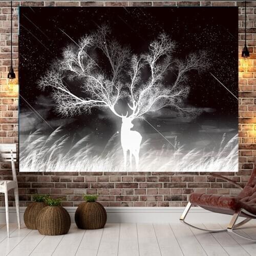 New Starry Sky Elk Background Cloth Fashionable Home Atmosphere Decoration Products Nordic Style Living Room Bedroom Tapestry